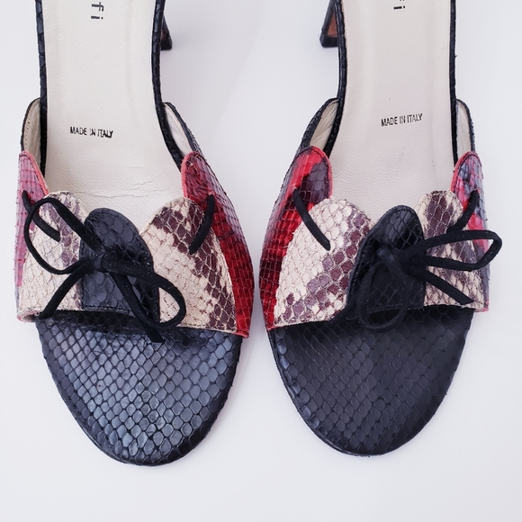 Vintage Amalfi Snakeprint Leather Slip-on Heels - Picture 5 of 14